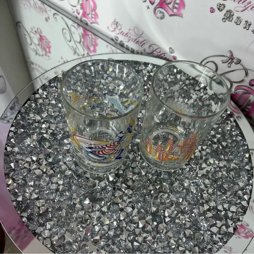 Disney Colorful 25th Anniversary Glass Set cups glasses merch park typhoon